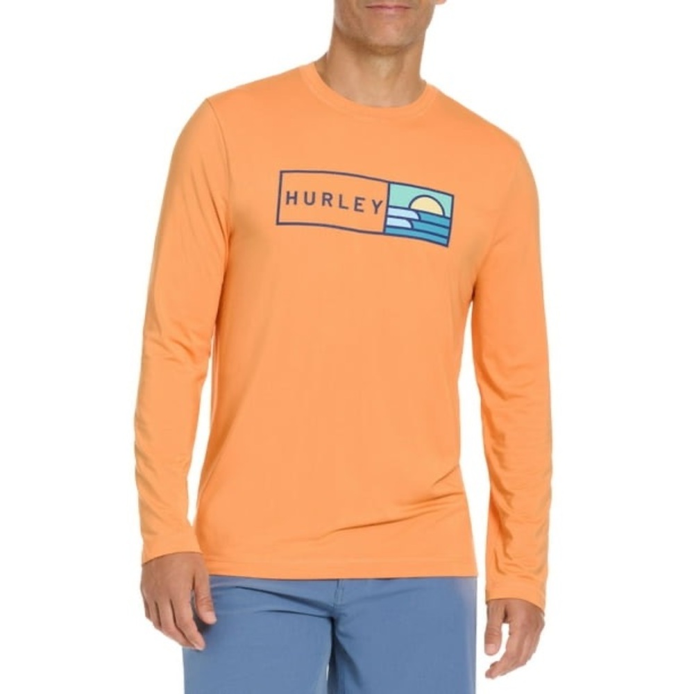 Vibrant Hurley Logo Sunny Side Hybrid Stretch UPF 50 Tagless Stretch T-Shirt